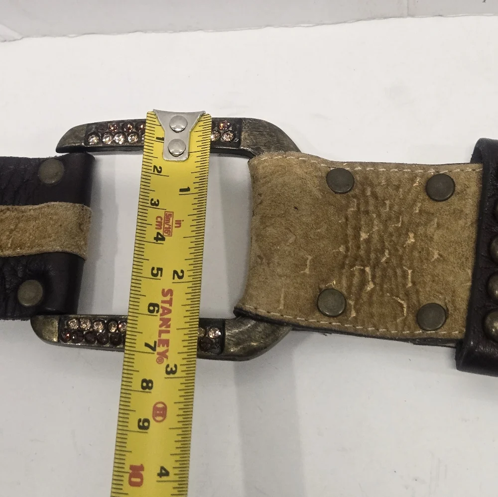 LR leather western cowboy boho Beaded Studded Belt SIZE‎ M